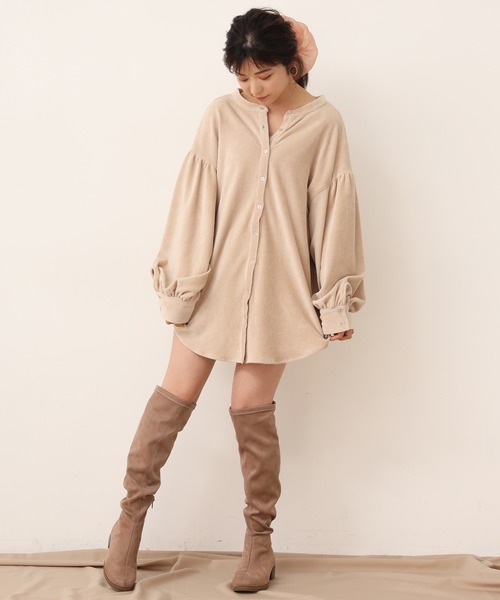 one after another NICE CLAUP（ワンアフターアナザーナイスクラップ）の「前後2wayコール天シャツ（シャツ/ブラウス・レディース・モカ/ライトベージュ/ブルー/オレンジ・FREE）」の18枚目の写真