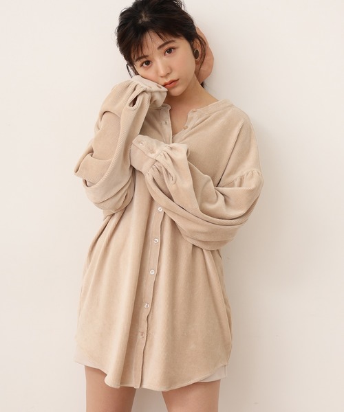 one after another NICE CLAUP（ワンアフターアナザーナイスクラップ）の「前後2wayコール天シャツ（シャツ/ブラウス・レディース・モカ/ライトベージュ/ブルー/オレンジ・FREE）」の20枚目の写真