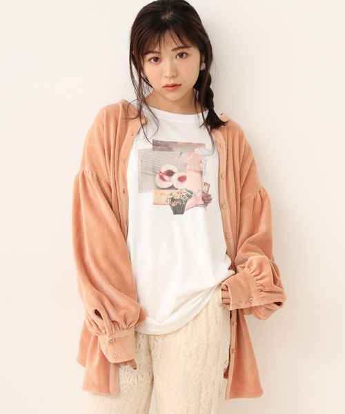 one after another NICE CLAUP（ワンアフターアナザーナイスクラップ）の「前後2wayコール天シャツ（シャツ/ブラウス・レディース・モカ/ライトベージュ/ブルー/オレンジ・FREE）」の5枚目の写真