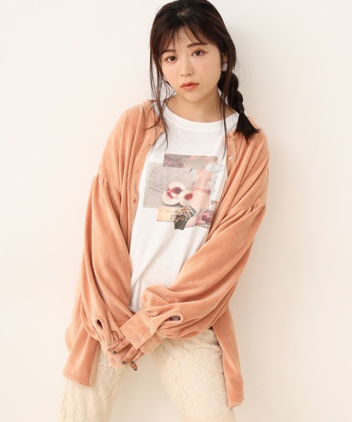 one after another NICE CLAUP（ワンアフターアナザーナイスクラップ）の「前後2wayコール天シャツ（シャツ/ブラウス・レディース・モカ/ライトベージュ/ブルー/オレンジ・FREE）」の6枚目の写真