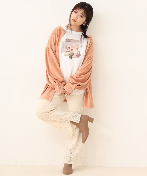 one after another NICE CLAUP（ワンアフターアナザーナイスクラップ）の「前後2wayコール天シャツ（シャツ/ブラウス・レディース・モカ/ライトベージュ/ブルー/オレンジ・FREE）」の9枚目の写真