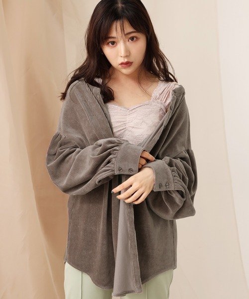 one after another NICE CLAUP（ワンアフターアナザーナイスクラップ）の「前後2wayコール天シャツ（シャツ/ブラウス・レディース・モカ/ライトベージュ/ブルー/オレンジ・FREE）」の11枚目の写真