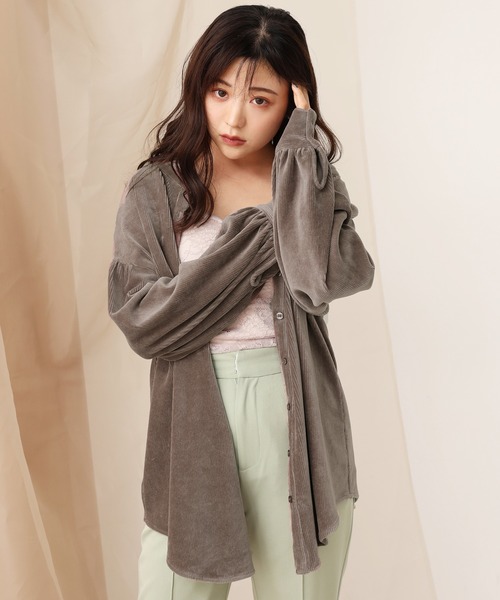 one after another NICE CLAUP（ワンアフターアナザーナイスクラップ）の「前後2wayコール天シャツ（シャツ/ブラウス・レディース・モカ/ライトベージュ/ブルー/オレンジ・FREE）」の12枚目の写真