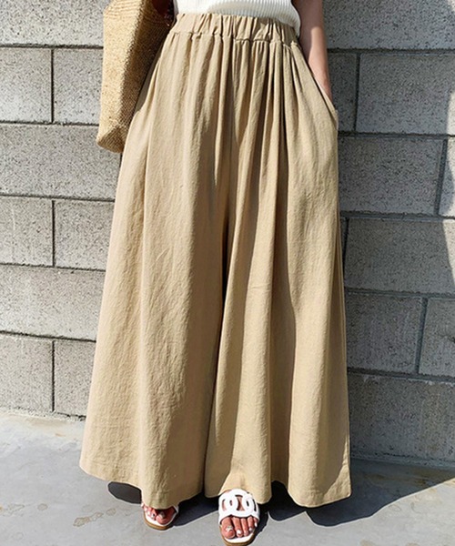 DAY CLOSET（デイ クローゼット）の「レディース リネン風きれいめスカンツワイドパンツ（その他パンツ・レディース・ブラック/ベージュ/グリーン/ブラウン/ミント/ネイビー/モカ/グレー/カーキ/レンガ・ONE SIZE）」の6枚目の写真