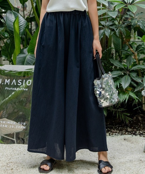 DAY CLOSET（デイ クローゼット）の「レディース リネン風きれいめスカンツワイドパンツ（その他パンツ・レディース・ブラック/ベージュ/グリーン/ブラウン/ミント/ネイビー/モカ/グレー/カーキ/レンガ・ONE SIZE）」の9枚目の写真