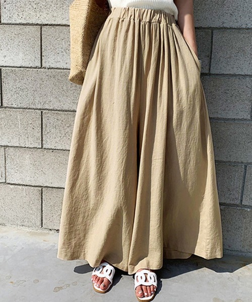 DAY CLOSET（デイ クローゼット）の「レディース リネン風きれいめスカンツワイドパンツ（その他パンツ・レディース・ブラック/ベージュ/グリーン/ブラウン/ミント/ネイビー/モカ/グレー/カーキ/レンガ・ONE SIZE）」の14枚目の写真