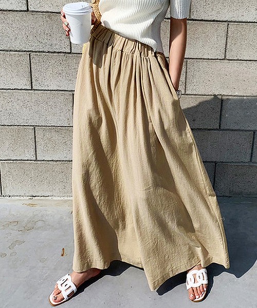 DAY CLOSET（デイ クローゼット）の「レディース リネン風きれいめスカンツワイドパンツ（その他パンツ・レディース・ブラック/ベージュ/グリーン/ブラウン/ミント/ネイビー/モカ/グレー/カーキ/レンガ・ONE SIZE）」の16枚目の写真