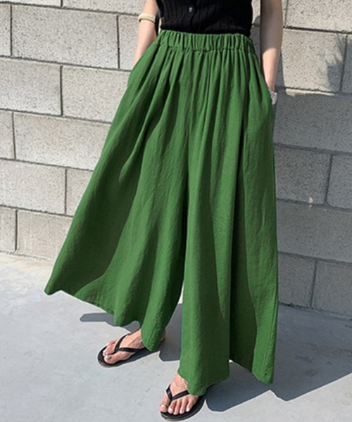 DAY CLOSET（デイ クローゼット）の「レディース リネン風きれいめスカンツワイドパンツ（その他パンツ・レディース・ブラック/ベージュ/グリーン/ブラウン/ミント/ネイビー/モカ/グレー/カーキ/レンガ・ONE SIZE）」の17枚目の写真