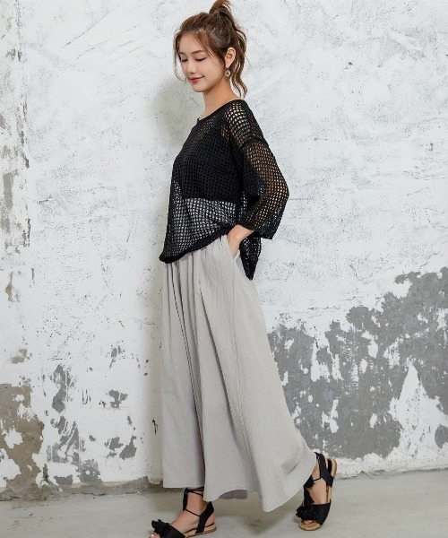 DAY CLOSET（デイ クローゼット）の「レディース リネン風きれいめスカンツワイドパンツ（その他パンツ・レディース・ブラック/ベージュ/グリーン/ブラウン/ミント/ネイビー/モカ/グレー/カーキ/レンガ・ONE SIZE）」の22枚目の写真