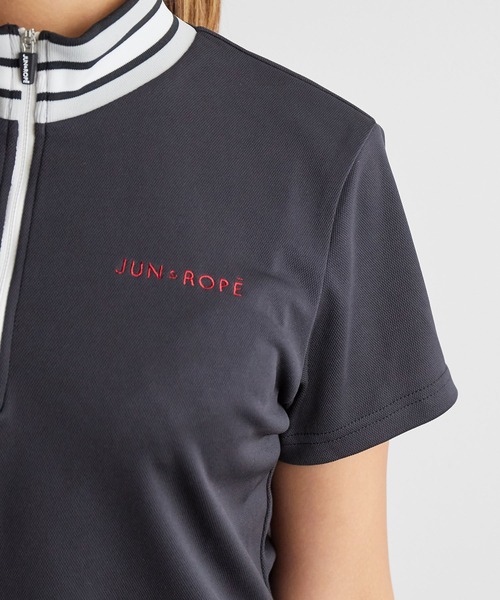 JUN&ROPE'(ジュンアンドロペ)の「【UV】【吸水速乾】衿テレコジップアップ半袖シャツ(Tシャツ/カットソー・レディース・ホワイト/ブラック/レッド・S/M/L)」の9枚目の写真