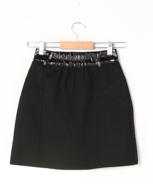 ENVYM（アンビー）の「フェイクレザーコンビポンチＳＫ（スカート・レディース・ブラック・FREE）」の2枚目の写真
