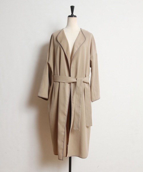 tocco closet（トッコ　クローゼット）の「【ZOZO限定】ウエストりぼん付き配色ライン入りスプリングコート（トレンチコート・レディース・アイボリー/ベージュ/サックスブルー・M）」の16枚目の写真