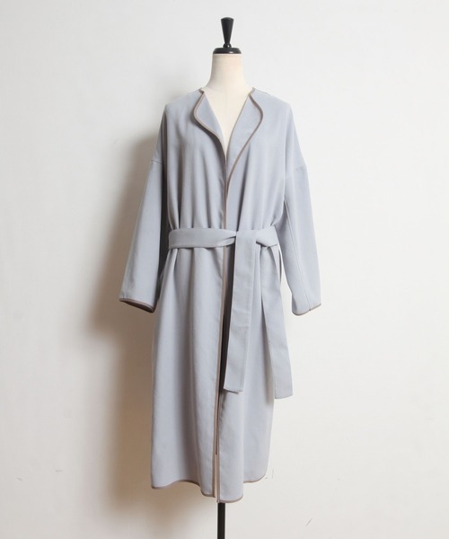 tocco closet（トッコ　クローゼット）の「【ZOZO限定】ウエストりぼん付き配色ライン入りスプリングコート（トレンチコート・レディース・アイボリー/ベージュ/サックスブルー・M）」の11枚目の写真