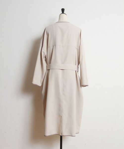 tocco closet（トッコ　クローゼット）の「【ZOZO限定】ウエストりぼん付き配色ライン入りスプリングコート（トレンチコート・レディース・アイボリー/ベージュ/サックスブルー・M）」の20枚目の写真