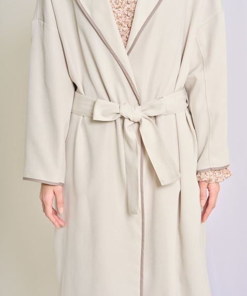 tocco closet（トッコ　クローゼット）の「【ZOZO限定】ウエストりぼん付き配色ライン入りスプリングコート（トレンチコート・レディース・アイボリー/ベージュ/サックスブルー・M）」の18枚目の写真