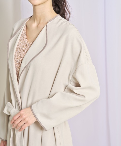 tocco closet（トッコ　クローゼット）の「【ZOZO限定】ウエストりぼん付き配色ライン入りスプリングコート（トレンチコート・レディース・アイボリー/ベージュ/サックスブルー・M）」の5枚目の写真