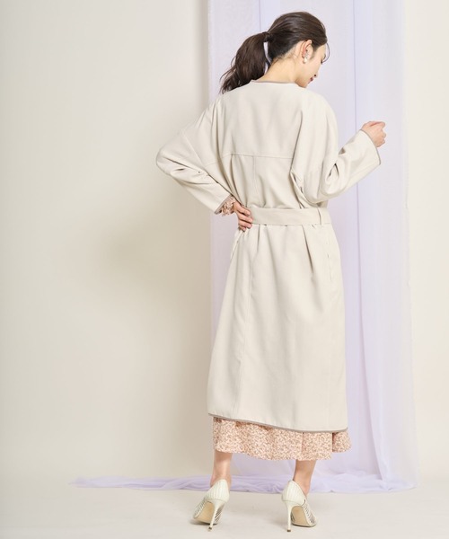 tocco closet（トッコ　クローゼット）の「【ZOZO限定】ウエストりぼん付き配色ライン入りスプリングコート（トレンチコート・レディース・アイボリー/ベージュ/サックスブルー・M）」の8枚目の写真