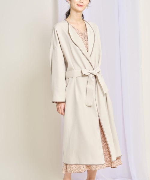 tocco closet（トッコ　クローゼット）の「【ZOZO限定】ウエストりぼん付き配色ライン入りスプリングコート（トレンチコート・レディース・アイボリー/ベージュ/サックスブルー・M）」の21枚目の写真