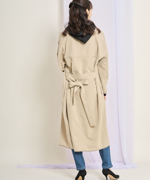 tocco closet（トッコ　クローゼット）の「【ZOZO限定】ウエストりぼん付き配色ライン入りスプリングコート（トレンチコート・レディース・アイボリー/ベージュ/サックスブルー・M）」の9枚目の写真
