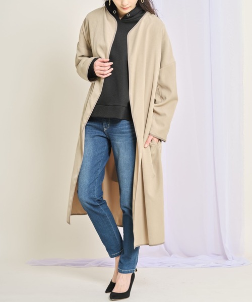 tocco closet（トッコ　クローゼット）の「【ZOZO限定】ウエストりぼん付き配色ライン入りスプリングコート（トレンチコート・レディース・アイボリー/ベージュ/サックスブルー・M）」の22枚目の写真
