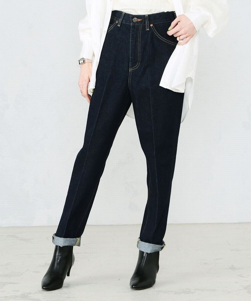 Lee（リー）の「【セットアップ対応】きれいめテーパードパンツ（デニムパンツ・レディース・イエロー/ピンク/ワンウォッシュ・MEDIUM/X-SMALL/SMALL）」の6枚目の写真