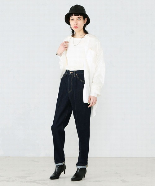 Lee（リー）の「【セットアップ対応】きれいめテーパードパンツ（デニムパンツ・レディース・イエロー/ピンク/ワンウォッシュ・MEDIUM/X-SMALL/SMALL）」の22枚目の写真