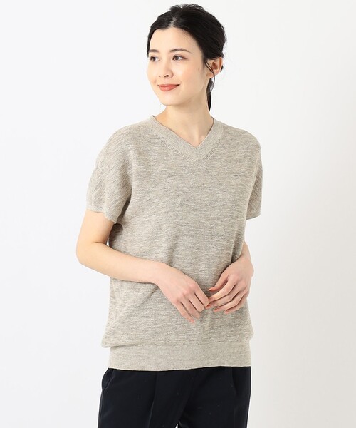 J.PRESS(ジェイプレス)の「【洗える】リネンコットン片畦 ニット(ニット/セーター・レディース・ブラウン系/サックスブルー系/オレンジ系・T13/T15)」の7枚目の写真