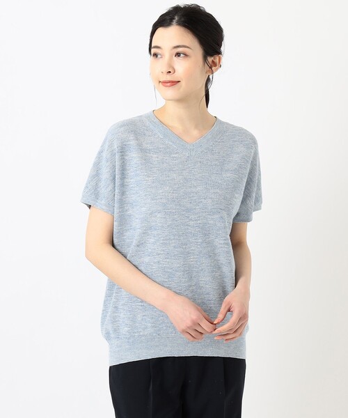 J.PRESS(ジェイプレス)の「【洗える】リネンコットン片畦 ニット(ニット/セーター・レディース・ブラウン系/サックスブルー系/オレンジ系・T13/T15)」の9枚目の写真