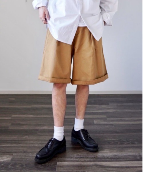 y/m by れぽすけ（イムバイレポスケ）の「グルカハーフパンツ（チノパンツ・メンズ・ブラック/ベージュ・MEDIUM/LARGE）」の2枚目の写真