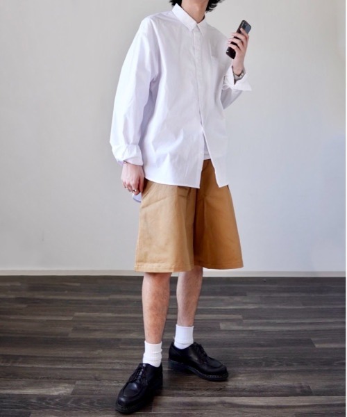 y/m by れぽすけ（イムバイレポスケ）の「グルカハーフパンツ（チノパンツ・メンズ・ブラック/ベージュ・MEDIUM/LARGE）」の15枚目の写真