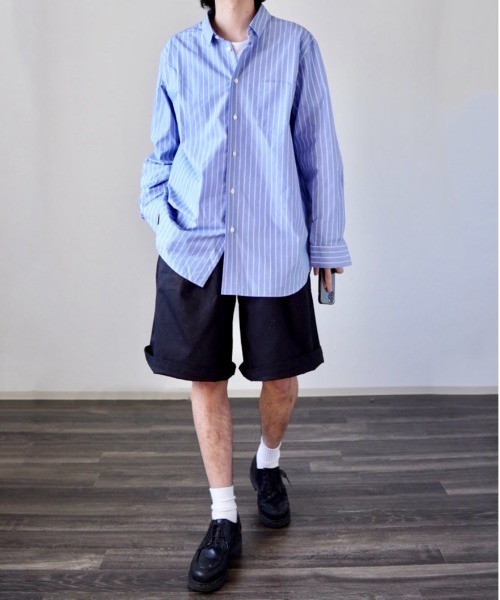 y/m by れぽすけ（イムバイレポスケ）の「グルカハーフパンツ（チノパンツ・メンズ・ブラック/ベージュ・MEDIUM/LARGE）」の5枚目の写真