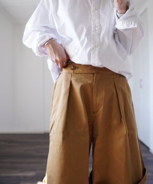 y/m by れぽすけ（イムバイレポスケ）の「グルカハーフパンツ（チノパンツ・メンズ・ブラック/ベージュ・MEDIUM/LARGE）」の4枚目の写真