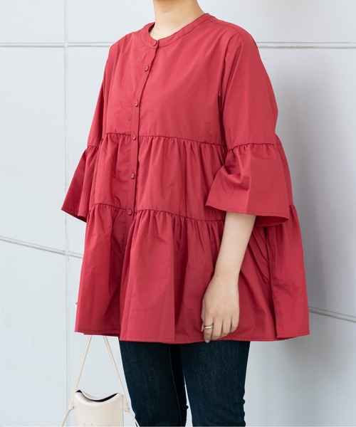 Ambre Neige(アンブルネージュ)の「ティアードチュニック/【WEB/EC限定商品】(シャツ/ブラウス・レディース・レッド/イエロー/アイボリー/モカ・FREE)」の8枚目の写真
