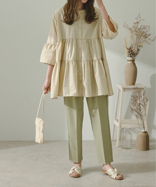 Ambre Neige(アンブルネージュ)の「ティアードチュニック/【WEB/EC限定商品】(シャツ/ブラウス・レディース・レッド/イエロー/アイボリー/モカ・FREE)」の13枚目の写真