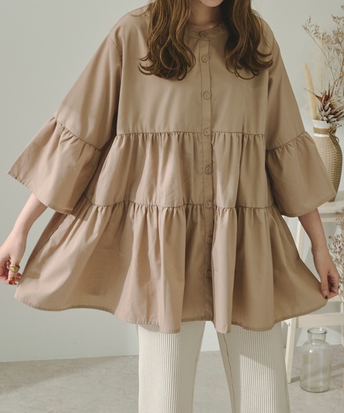 Ambre Neige(アンブルネージュ)の「ティアードチュニック/【WEB/EC限定商品】(シャツ/ブラウス・レディース・レッド/イエロー/アイボリー/モカ・FREE)」の15枚目の写真