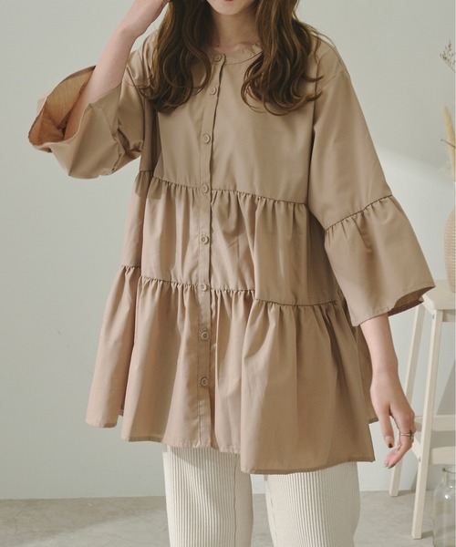 Ambre Neige(アンブルネージュ)の「ティアードチュニック/【WEB/EC限定商品】(シャツ/ブラウス・レディース・レッド/イエロー/アイボリー/モカ・FREE)」の16枚目の写真