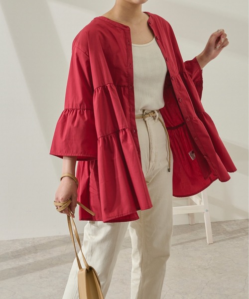 Ambre Neige(アンブルネージュ)の「ティアードチュニック/【WEB/EC限定商品】(シャツ/ブラウス・レディース・レッド/イエロー/アイボリー/モカ・FREE)」の10枚目の写真