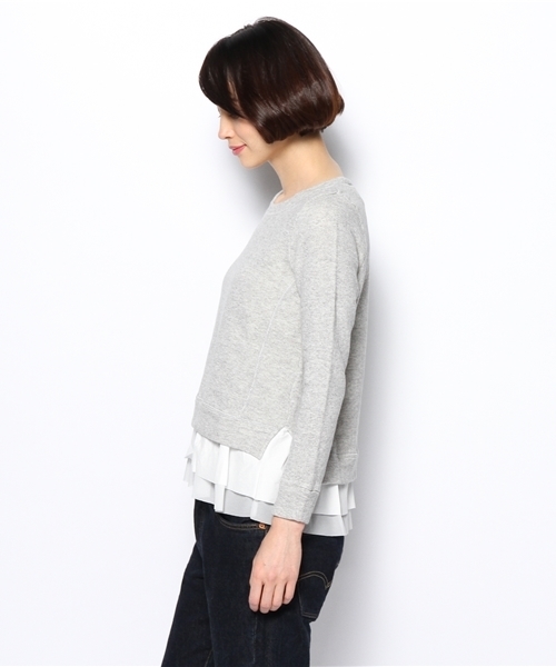 SHIPS for women（シップスフォーウィメン）の「312040070裏毛　コンビプルオーバー（Tシャツ/カットソー・レディース・グレー/ダークグレー/ブラック・38/36）」の8枚目の写真