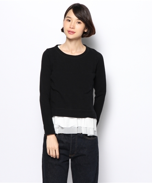 SHIPS for women（シップスフォーウィメン）の「312040070裏毛　コンビプルオーバー（Tシャツ/カットソー・レディース・グレー/ダークグレー/ブラック・38/36）」の4枚目の写真