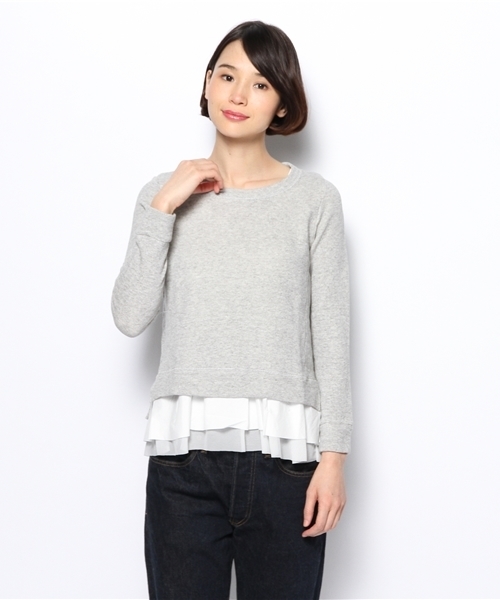 SHIPS for women（シップスフォーウィメン）の「312040070裏毛　コンビプルオーバー（Tシャツ/カットソー・レディース・グレー/ダークグレー/ブラック・38/36）」の5枚目の写真