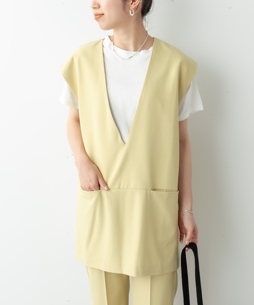 Omekashi（オメカシ）の「深Vベスト（ベスト・レディース・ブラウン/ブラック/ライム・FREE）」の3枚目の写真