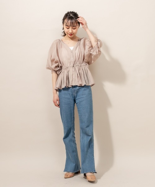 mline（エムライン）の「[mline] WEB限定 半袖袖口レースブラウス（シャツ/ブラウス・レディース・オフホワイト/ブラック/ベージュ・FREE）」の22枚目の写真