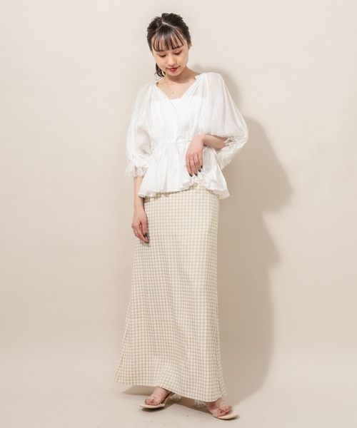 mline（エムライン）の「[mline] WEB限定 半袖袖口レースブラウス（シャツ/ブラウス・レディース・オフホワイト/ブラック/ベージュ・FREE）」の10枚目の写真