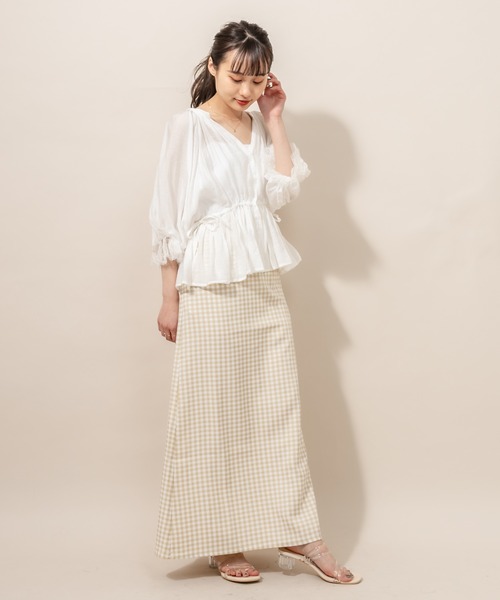 mline（エムライン）の「[mline] WEB限定 半袖袖口レースブラウス（シャツ/ブラウス・レディース・オフホワイト/ブラック/ベージュ・FREE）」の13枚目の写真