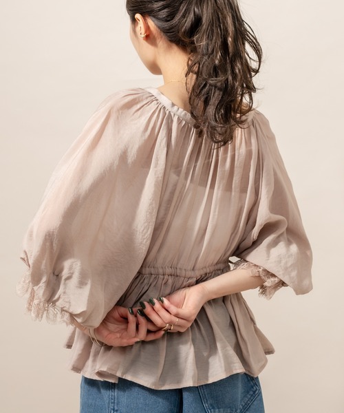 mline（エムライン）の「[mline] WEB限定 半袖袖口レースブラウス（シャツ/ブラウス・レディース・オフホワイト/ブラック/ベージュ・FREE）」の11枚目の写真