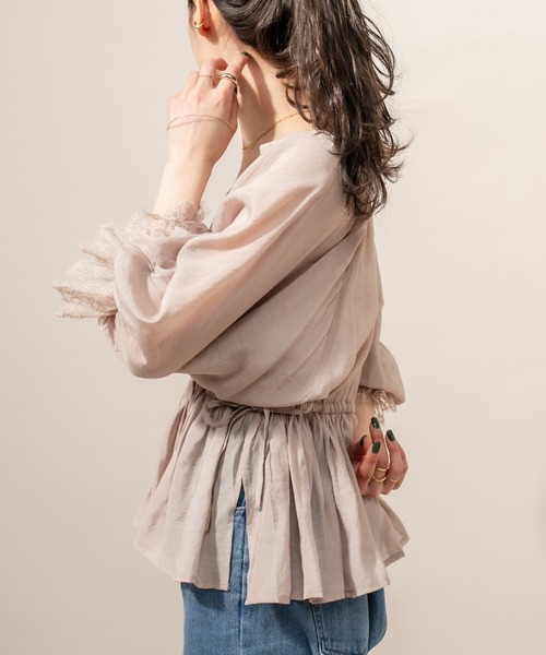 mline（エムライン）の「[mline] WEB限定 半袖袖口レースブラウス（シャツ/ブラウス・レディース・オフホワイト/ブラック/ベージュ・FREE）」の14枚目の写真