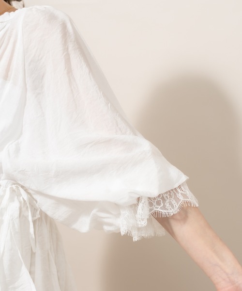 mline（エムライン）の「[mline] WEB限定 半袖袖口レースブラウス（シャツ/ブラウス・レディース・オフホワイト/ブラック/ベージュ・FREE）」の9枚目の写真