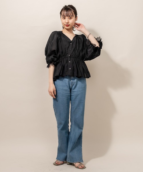 mline（エムライン）の「[mline] WEB限定 半袖袖口レースブラウス（シャツ/ブラウス・レディース・オフホワイト/ブラック/ベージュ・FREE）」の19枚目の写真