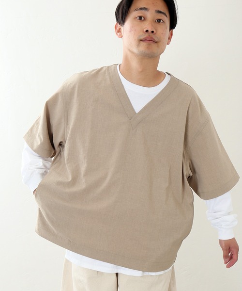 JOURNAL STANDARD(ジャーナルスタンダード)の「【EVALET / エバレット】ストレッチ ウォッシャブル Vネック Tシャツ(Tシャツ/カットソー・メンズ・チャコールグレー/ベージュ/タン・SMALL/MEDIUM/LARGE)」の2枚目の写真