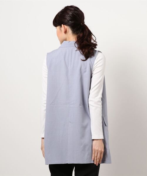 VENCEEXCHANGE（ヴァンスエクスチェンジ）の「Eリネンライクジレ（ダウンベスト・レディース・ベージュ系その他/ベージュ/ブルー・M）」の4枚目の写真